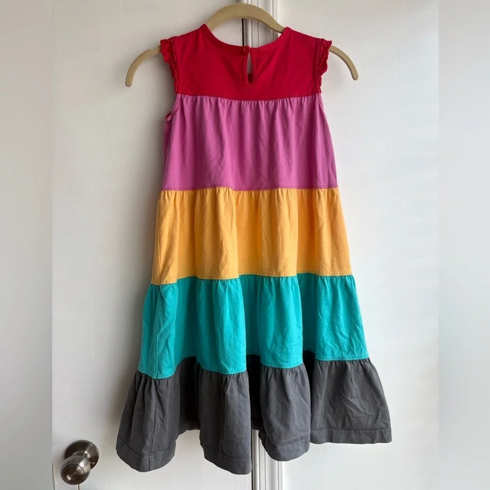 Hanna Andersson sleeveless color block tiered twirl dress